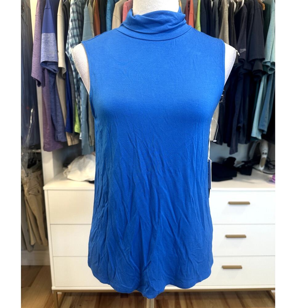 Court & Rowe Women's Blue Sleeveless Turtle Neck Blouse S NWT